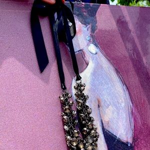 Black ribbon necklace with jewels